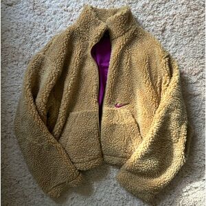 Nike Orangish Brown Sherpa Coat With a Magenta Inside